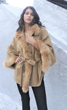 Mid Length Baby Alpaca Cape - Shawl - Camel - Homunculus