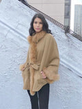 Mid Length Baby Alpaca Cape - Shawl - Camel - Homunculus
