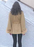 Mid Length Baby Alpaca Cape - Shawl - Camel - Homunculus