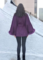 Mid Length Baby Alpaca Cape - Shawl - Plum - Homunculus