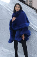 Full Length Baby Alpaca Cape - Shawl - Royal Blue - Homunculus