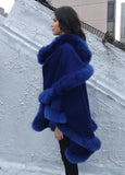 Full Length Baby Alpaca Cape - Shawl - Royal Blue - Homunculus