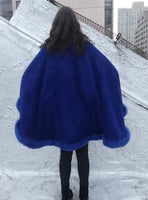 Full Length Baby Alpaca Cape - Shawl - Royal Blue - Homunculus