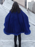 Full Length Baby Alpaca Cape - Shawl - Royal Blue - Homunculus