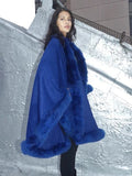 Full Length Baby Alpaca Cape - Shawl - Royal Blue - Homunculus