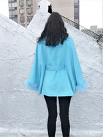 Mid Length Baby Alpaca Cape - Shawl - Sky Blue - Homunculus