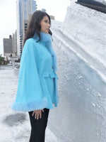 Mid Length Baby Alpaca Cape - Shawl - Sky Blue - Homunculus